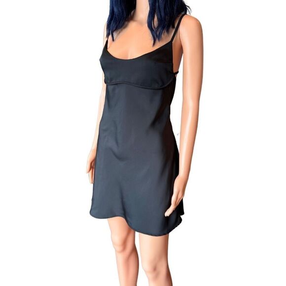 Modern Citizen Black Silky Slip Dress S Open Back LBD 90s Cocktail Party Date - Picture 4 of 6